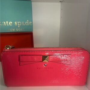 Kate Spade Hot Pink Wallet with Gold-Tone Hardware